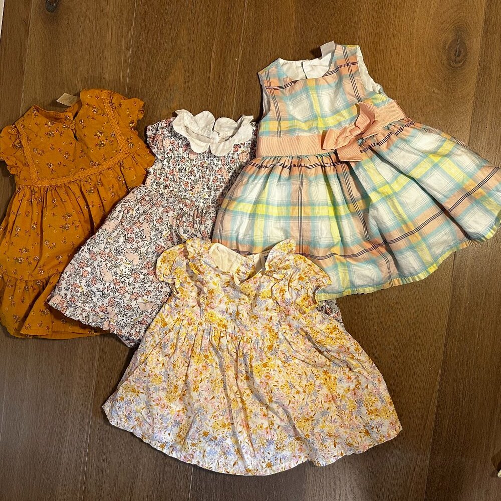 Bundle of 4 baby dresses size 6 mo-12 mo (6-12 mo)